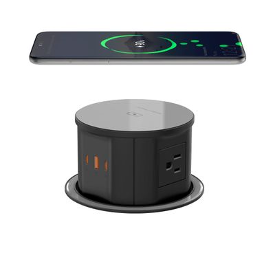 Pop Up Countertop Outlet with 15W Wireless Charger, PD 20W USB-C Ports & 4 AC Outlets, 800J Surge Protection, 4.75 inch Pop Up Receptacle, 6Ft Cord for Home Office(ETL & FCC Listed)
