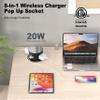 Pop Up Countertop Outlet with 15W Wireless Charger, PD 20W USB-C Ports & 4 AC Outlets, 800J Surge Protection, 4.75 inch Pop Up Receptacle, 6Ft Cord for Home Office(ETL & FCC Listed) view 2