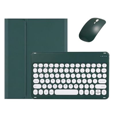 kaidisen Keyboard Case for iPad Pro 11 inch (M5/M4) 2025/2024 Case with Keyboard and Bluetooth Mouse, Detachable Candy Color Keyboard Cover Round Key,Dark Green