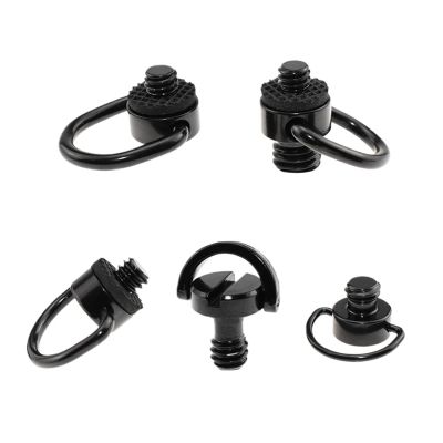 1/4 Inch Camera Screw D-Ring DSLR Shoulder Strap Install Black Stainless Steel Photography Quick Release Plate Mount Adapter(D10B 1PC)