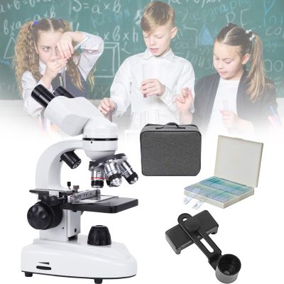 HD Biological Microscope, Dual LED Illumination, Binocular Microscope with Carrying Case, with 10 Specimens, for Educational Student Science Experiment,70000X