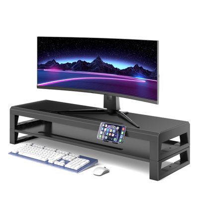 GECKOSTROLL 2-Tier Metal Computer monitor stand Laptop Desk Shelf & Monitor Riser 27.55 inches long desk riser Monitors/PC/Laptop/Computer Space Saver Organizer (Basic Version, Two-layer 700mm)