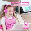 iClever BTH22 Kids Bluetooth Headphones, 60H Play Time, USB C Fast Charging, Bluetooth 5.4, AUX Cord,Safe Volume 74/85 dBA,Over Ear Kids Headphones Wireless for iPad/Tablet/Travel/School, Bright Pink view 3