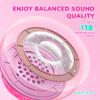 iClever BTH22 Kids Bluetooth Headphones, 60H Play Time, USB C Fast Charging, Bluetooth 5.4, AUX Cord,Safe Volume 74/85 dBA,Over Ear Kids Headphones Wireless for iPad/Tablet/Travel/School, Bright Pink view 4