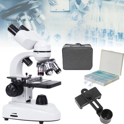 Binocular Biological Microscope, Dual LED Illumination, Professional Binocular Microscope Set, with 10 Specimens for Educational Student Adults Science Experiment,30000X