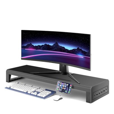 GECKOSTROLL Computer monitor stand Laptop Desk Shelf & Monitor Riser 27.55 inches,22W charging , 2 USB 3.0 , and 1 USB 2.0 Monitors/PC/Laptop/Computer Space Saver Organizer Heavy Duty Gift Gaming Studio Office (USB Hub Fast Charging Version, 700mm