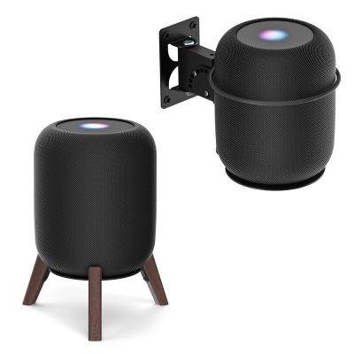 Adjustable Speaker Mount for Homepod 2 Wall Mount Bracket with Wood Table Stand for Homepod 2nd Mount - Speaker Mount for Homepod 2nd Gen Shelf, Black