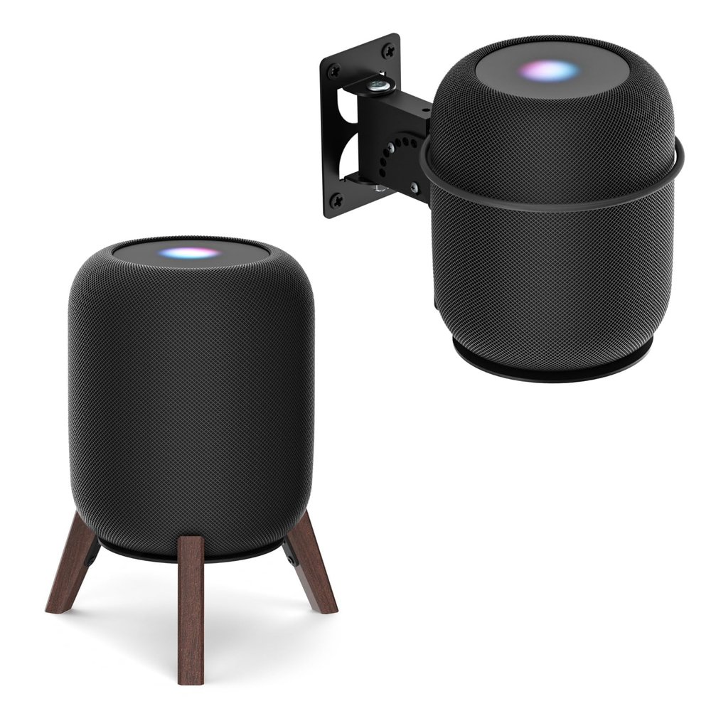 Adjustable Speaker Mount for Homepod 2 Wall Mount Bracket with Wood Table Stand for Homepod 2nd Mount - Speaker Mount for Homepod 2nd Gen Shelf, Black