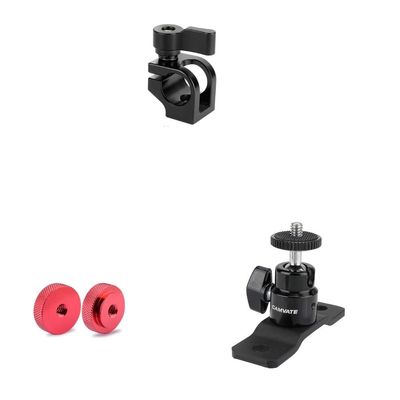 CAMVATE 15mm Single Rod Clamp + 1/4"-20 Ball Head with Bottom Pedestal Mount + 1/4"-20 Female Thumb Wheel Lock Nut