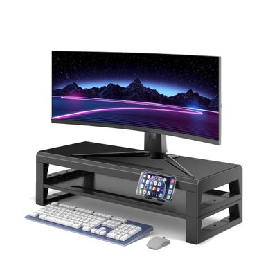 GECKOSTROLL 2-Tier Metal Computer monitor stand Laptop Desk Shelf & Monitor Riser 21.55 inches long desk riser Monitors/PC/Laptop/Computer Space Saver Organizer (Basic Version, Two-layer 550mm)