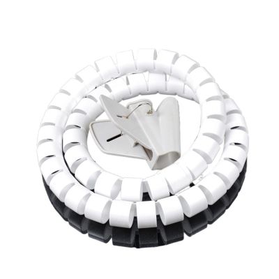 ELLANA Spiral Protector 1.5 Meter Cord Protector Sleeve Cable Sleeve Cable Hide Organizer Pipe Wrap Tube Flexible Spiral Cable Management Device Wraps Cable(White,10mm Inside Diameter)