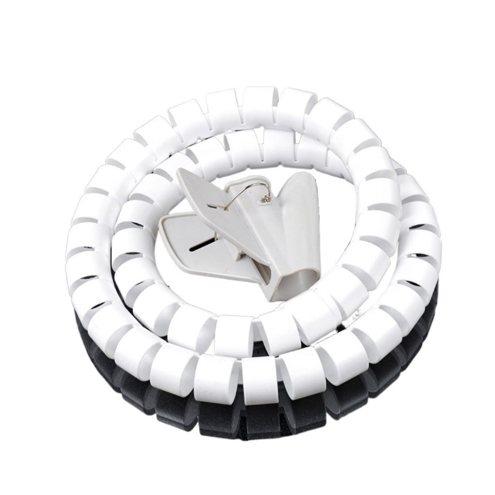 ELLANA Spiral Protector 1.5 Meter Cord Protector Sleeve Cable Sleeve Cable Hide Organizer Pipe Wrap Tube Flexible Spiral Cable Management Device Wraps Cable(White,10mm Inside Diameter)