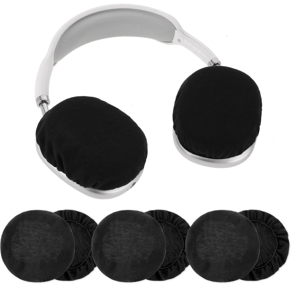 2 Pairs Fabric Headphone Ear Covers Washable Strechable Earpad Cover Protectors Black Headset Cloth Covers for Gym Training Aviation Racing Gaming Headphones, Fit 3.5" - 4.3" Ear Pads