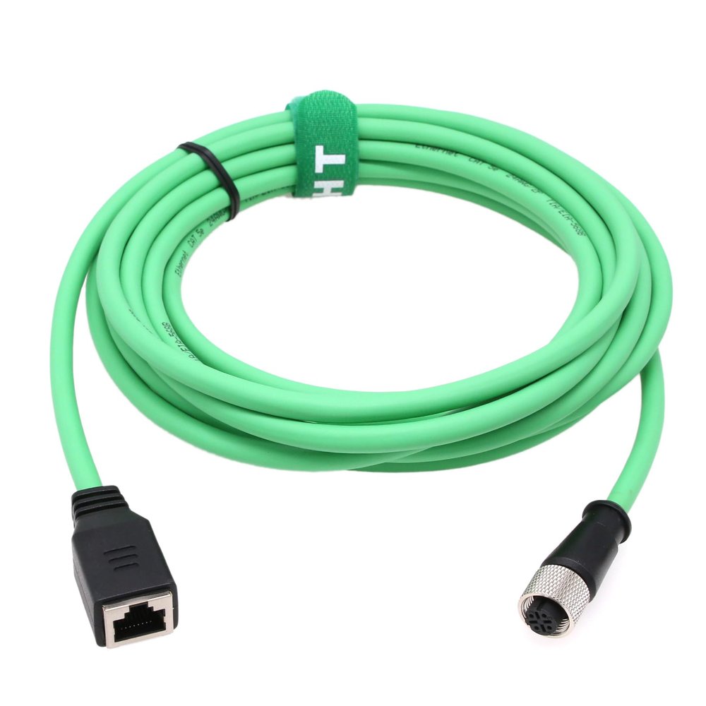 HangTon Ethernet Adapter Cable for SICK Keyence Datalogic Omron Vision Sensor System, M12 4 Pin D Code to RJ45 Jack Cat5e Network 5m, Green