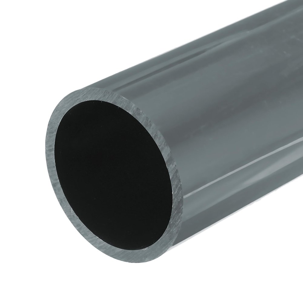 MECCANIXITY 3.5 Inch PVC Rigid Tube Round Pipe Tubing Hardware Tubing 76.6mm ID 90mm OD 20cm/8" Length Light Grey High Impact for Water Pipe, Crafts