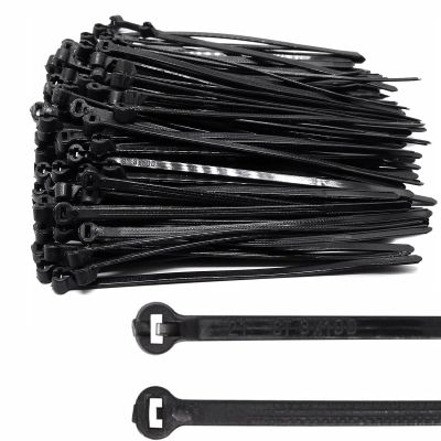 BUXIMN 150pcs Push Mount Zip Ties 4 inch, Self Locking Straps Cable Zip Tie with Stainless Steel Metal Tooth Locking Device Heavy Duty Nylon Zip Tie Clips (4", Black)