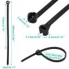 BUXIMN 150pcs Push Mount Zip Ties 4 inch, Self Locking Straps Cable Zip Tie with Stainless Steel Metal Tooth Locking Device Heavy Duty Nylon Zip Tie Clips (4", Black) view 2