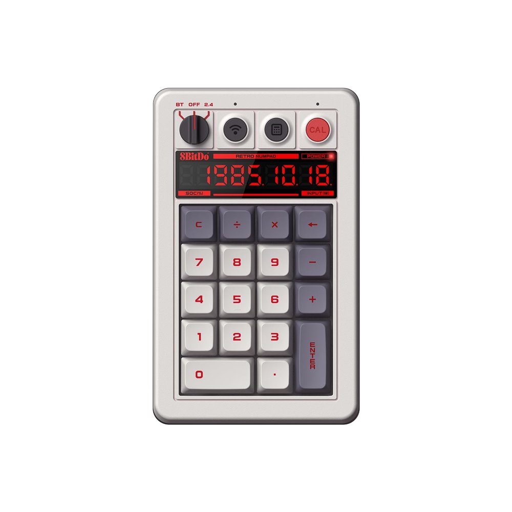 8Bitdo 18 Keys Retro Mechanical Numpad, Supports PC Numpad & Standard Calculator Mode, Hot-swappable, PC Calculator Shortcut Button, Bluetooth/2.4G/Wired Numpad for Windows and Android - N Edition