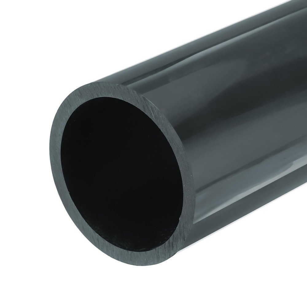 MECCANIXITY 3.5 Inch PVC Rigid Tube Round Pipe Tubing Hardware Tubing 76.6mm ID 90mm OD 20cm/8" Length Dark Grey High Impact for Water Pipe, Crafts