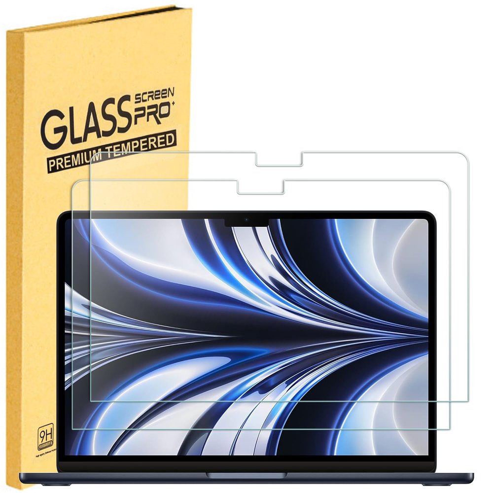 MUBUY-GOL 2 Pack Tempered Glass Screen Protector for MacBook Air 13.6 inch 2025-2022 (M4 M3 M2 A3240 A3113 A2681), 9H Hardness Anti-Scratch Anti-fingerprint
