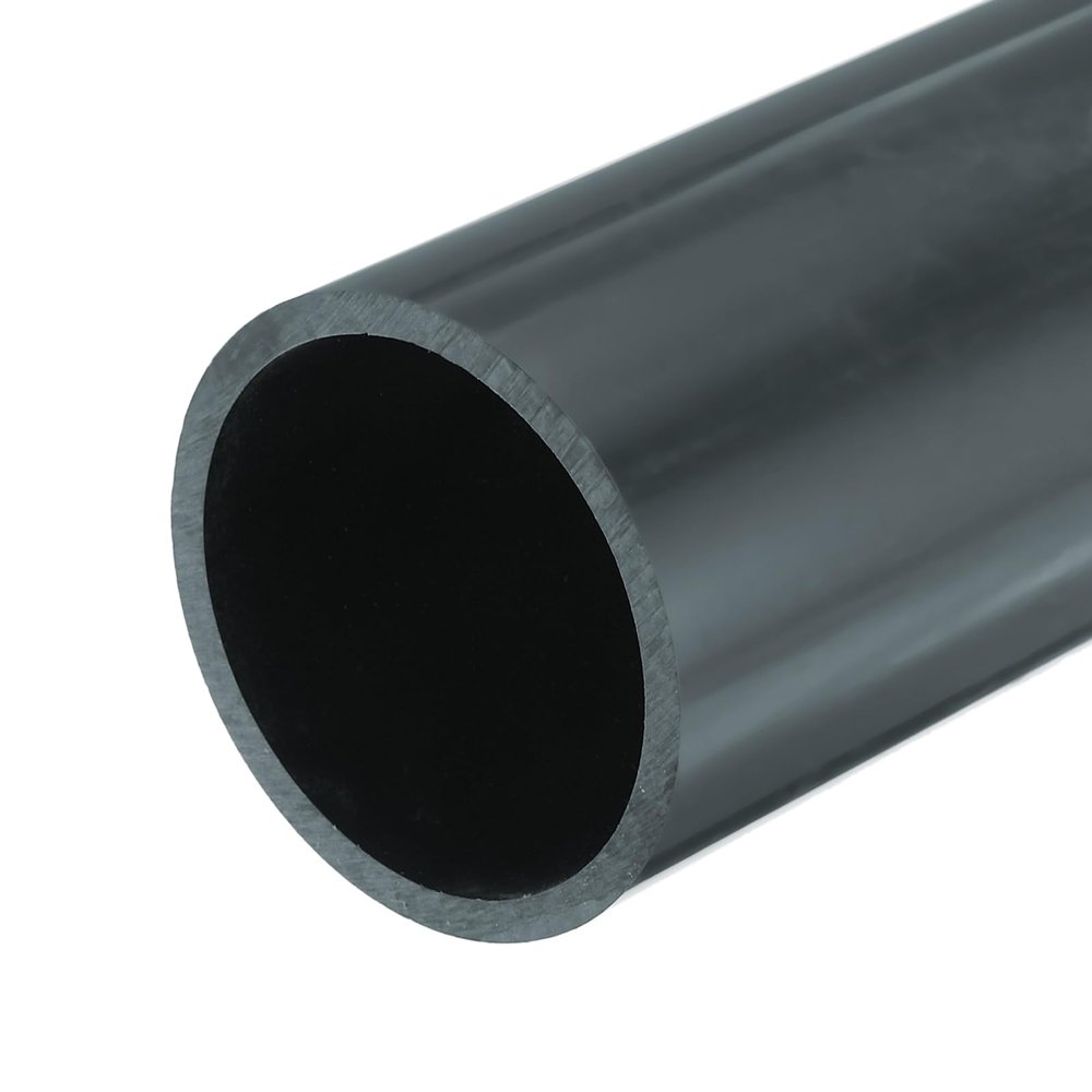 MECCANIXITY 3.5 Inch PVC Rigid Tube Round Pipe Tubing Hardware Tubing 78mm ID 89mm OD 20cm/8" Length Dark Grey High Impact for Water Pipe, Crafts