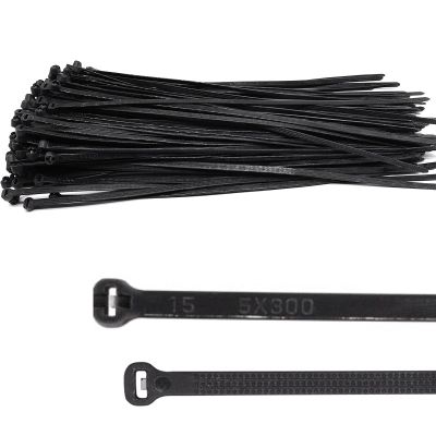 BUXIMN 150pcs Push Mount Zip Ties 12 inch, Self Locking Straps Cable Zip Tie with Stainless Steel Metal Tooth Locking Device Heavy Duty Nylon Zip Tie Clips (12", Black)