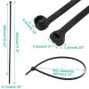 BUXIMN 150pcs Push Mount Zip Ties 12 inch, Self Locking Straps Cable Zip Tie with Stainless Steel Metal Tooth Locking Device Heavy Duty Nylon Zip Tie Clips (12", Black) view 2