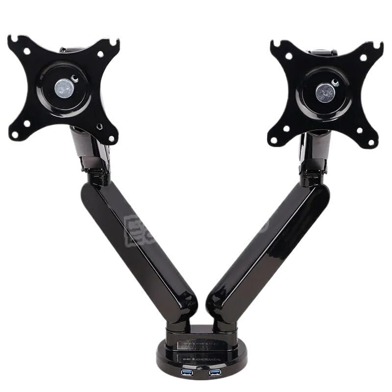 CUFTOBJM Q5D Gas Spring Desktop 10-27 Inch Dual Monitor Stand Mounting Arm Monitor Stand with 2 USB Ports, Each Head Holds 2-9kg