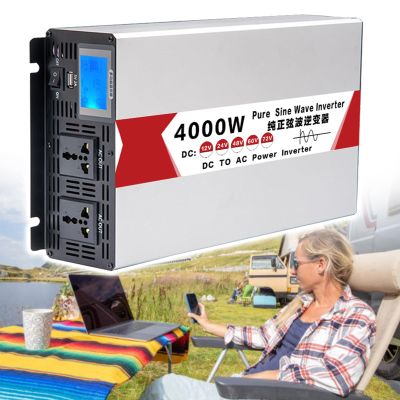 Eastnmythet Truck RV Power Inverter 4000W, 12V/24V/48V/60V DC to 110V/220V AC Voltage Converter with LCD Display, for Family RV Tour,12V to 220V