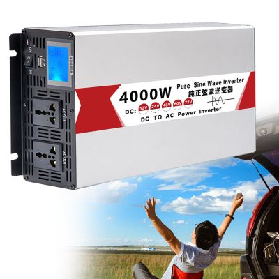 Eastnmythet Voltage Converter Power Inverter, 4000W Pure Sine Wave Car Inverter with USB Port and LCD Display, for Camping Trip Truck RV Boat,24V to 110V
