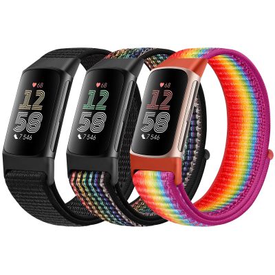 AVOD Sport Loop Nylon Watch Bands Compatible with Fitbit Charge 6/Charge 5 for Women Men, Adjustable Breathable Replacement Soft Nylon Loop Wristband for Fitbit Charge 6/Fitbit Charge 5