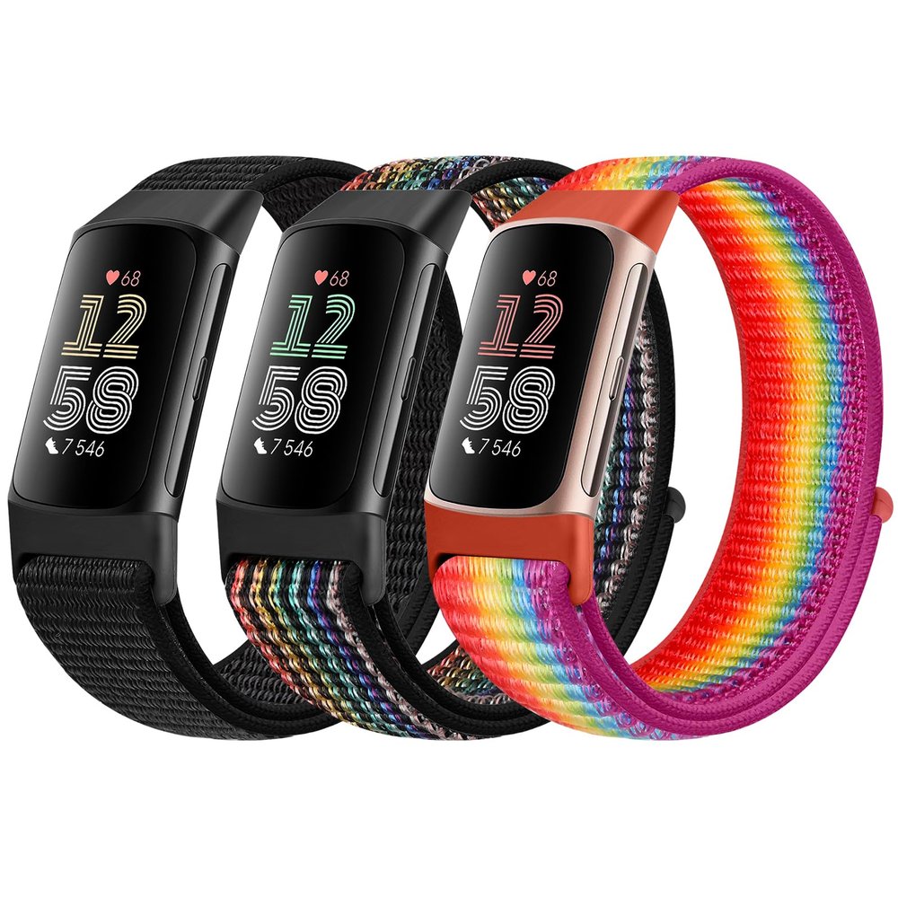 AVOD Sport Loop Nylon Watch Bands Compatible with Fitbit Charge 6/Charge 5 for Women Men, Adjustable Breathable Replacement Soft Nylon Loop Wristband for Fitbit Charge 6/Fitbit Charge 5
