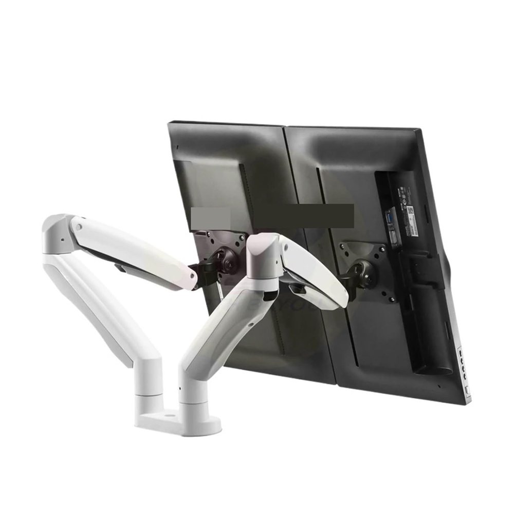 JFUDJKLI Aluminum Alloy 22-32 Inch Dual Monitor Mount Gas Spring Arm Full Motion Monitor Stand with 2 USB Ports 3-12 kg F195A