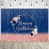 Ayayiya Navy Rose Gold Happy Birthday Backdrop for Girls Women Shining Dots Blush Pink Glitter Bokeh Photo Background Navy Blue Pink Floral Birthday Party Decorations Banner Photoshoot Props 7x5ft view 1