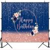 Ayayiya Navy Rose Gold Happy Birthday Backdrop for Girls Women Shining Dots Blush Pink Glitter Bokeh Photo Background Navy Blue Pink Floral Birthday Party Decorations Banner Photoshoot Props 7x5ft view 4