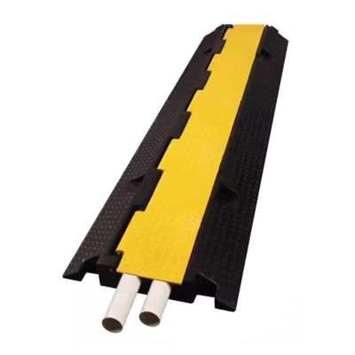 Cable Protector Ramp 2-Channel Cable Ramp with Flipped Top Cover, Used for Gardens, Garages, and Concealed Slope Protection Covers with Hoses(39.37x9.84x1.96)