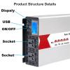 8000W Camping Power Inverter with LCD Display & Dual Sockets, DC 12V 24V 48V 60V to AC 110V 220V Voltage Converter for Home/RV/Truck/Car,48V to 220V view 3