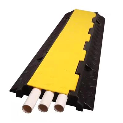 Cable Protector Ramp Rubber 3-Channel Cable Ramp, Heavy Load 11000lb Shaft Capacity, Speed Bumps, Hoses, Wires, Ramp Protectors