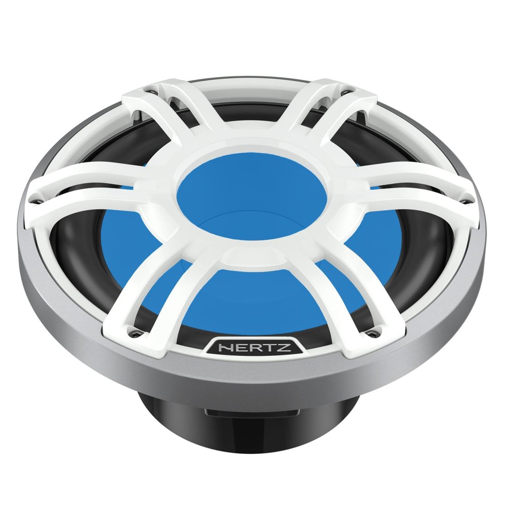 HERTZ HMS 10 S2-LD-SW.1-10" 2-Ohm Marine Subwoofer with RGB LEDs, White Sport Grille