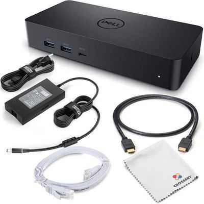 Crossery Dell D6000s Docking Station Bundle - Includes Universal Dell Dock Station, HDMI Cable, 130W Power Adapter & Microfiber Cloth, Compatible with USB-C, 4k Dual Monitor Support (Renewed)