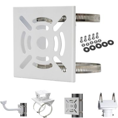 Universal Wall Bracket with 2 Rings for Universal Vertical Pole mounting of Surveillance Cameras; Sturdy Metal Bracket with Rings for mounting CCTV Cameras/Pendant Lights/Solar modules
