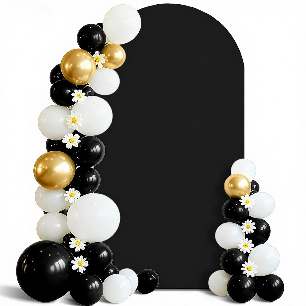 7.2 FT Arch Backdrop Cover, Spandex Wedding Black Arch Cover Stretchy Backdrop for Chiara Stand Baby Shower Birthday Balloon Decor 7.2FT Black