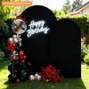7.2 FT Arch Backdrop Cover, Spandex Wedding Black Arch Cover Stretchy Backdrop for Chiara Stand Baby Shower Birthday Balloon Decor 7.2FT Black view 2