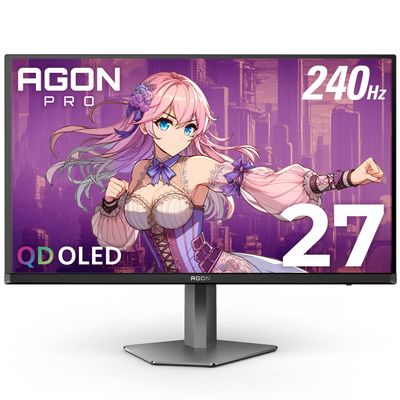 AOC Agon PRO AG276QZD2 27" QD-OLED Gaming Monitor QHD 2560x1440, 240Hz 0.03ms, HDR 400, HDMI 2.0 x2, Display Port x2, Built in Speakers, G-Sync Compatible, Console Gaming Ready, 3-Year Zero-Bright-Dot