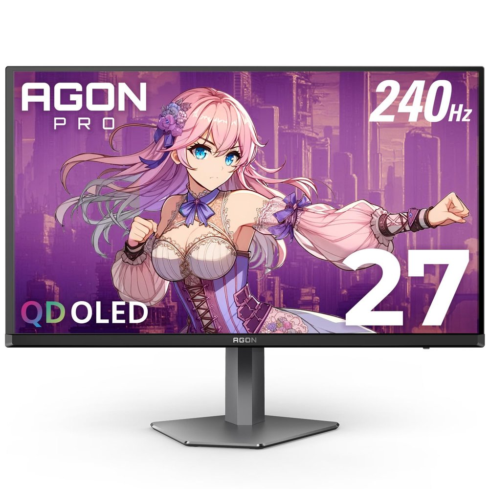 AOC Agon PRO AG276QZD2 27" QD-OLED Gaming Monitor QHD 2560x1440, 240Hz 0.03ms, HDR 400, HDMI 2.0 x2, Display Port x2, Built in Speakers, G-Sync Compatible, Console Gaming Ready, 3-Year Zero-Bright-Dot