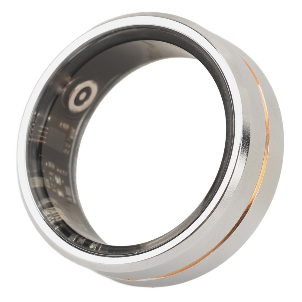 FOSA Smart Ring, IP68 Health Tracking Wearable, Recharge Ceramic Ring Universal, APP Remote Control Photo Function. Silver (No. 9)