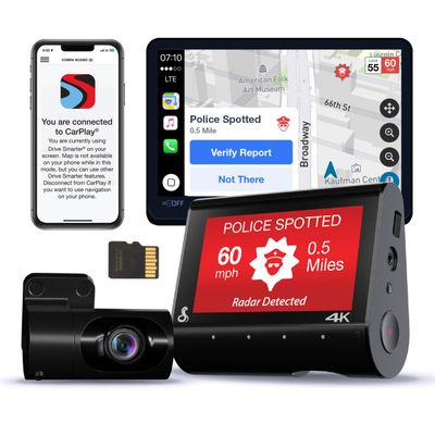 Cobra Smart Dual View Front and Rear Dash Cam (SC 250R)  True 4K Resolution, 360 Alerts, Parking Live View, Incident Reports, Emergency MayDay, 32 GB SD Card Included, CarPlay & Android Auto