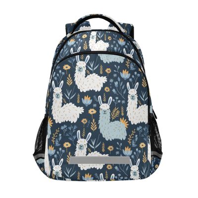 ALAZA Llama Flowers Backpack Purse for Women Men Personalized Laptop Notebook Tablet School Bag Stylish Casual Daypack, 13 14 15.6 inch