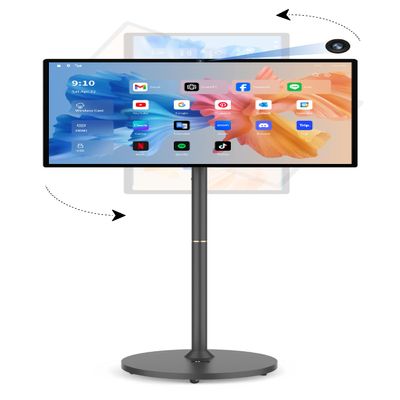 BFSign 32 inch portable tv on wheels,8G +128G,8-core qualcomm cpu rolling tv with 4K camera, 1080p built-in battery(4-6h),android 13 OS, full swivel rotation
