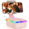 JTEMAN Gifts for Men Women,Cell Phone Stand with Bluetooth Speaker and LED Light,Cool Tech Gadgets,Unique Birthday Gifts for Men Husband Mom Dad-Pink view 1